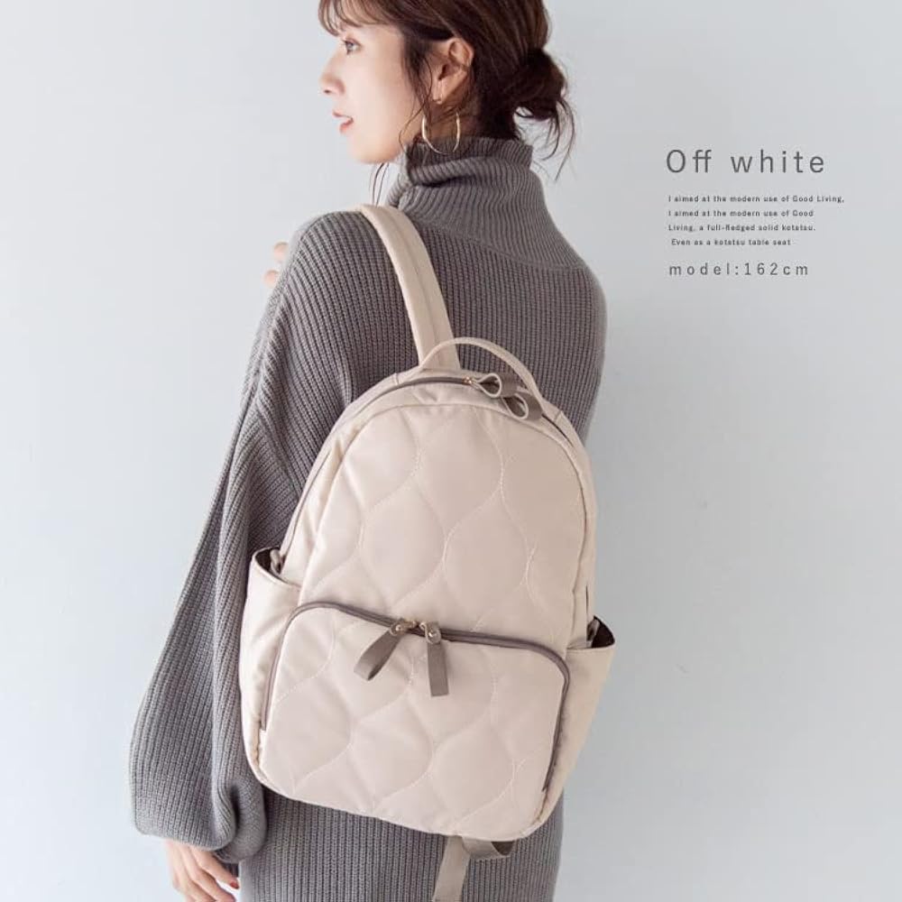 【美品】45R コーティングウェザーのリュック バックパック キャメル Laisser Faire by LILY / キューズ 後ろ姿を可愛く彩るガマグチ